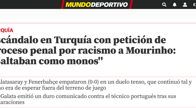 CANLI | Tüm dünya Jose Mourinho'nun 'maymun' benzetmesini konuşuyor: Galatasaray'dan 'ırkçı söylem' nedeniyle suç duyurusu! Fenerbahçe'den açıklama... 5 canli tum dunya jose mourinhonun maymun benzetmesini konusuyor galatasaraydan irkci soylem nedeniyle suc Qat9NVh1
